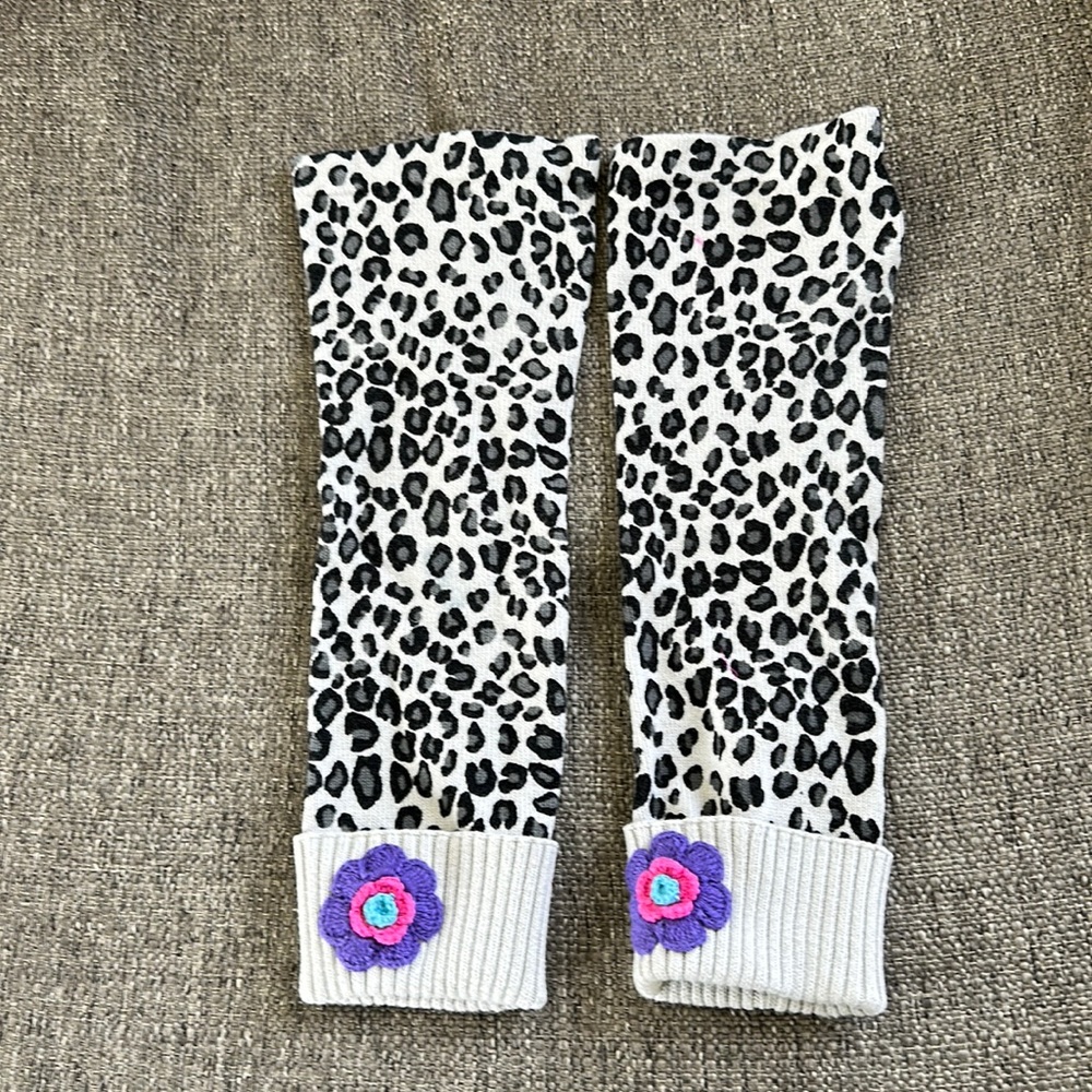 Hanna Andersson Girls Leopard Print Leg Warmers Medium